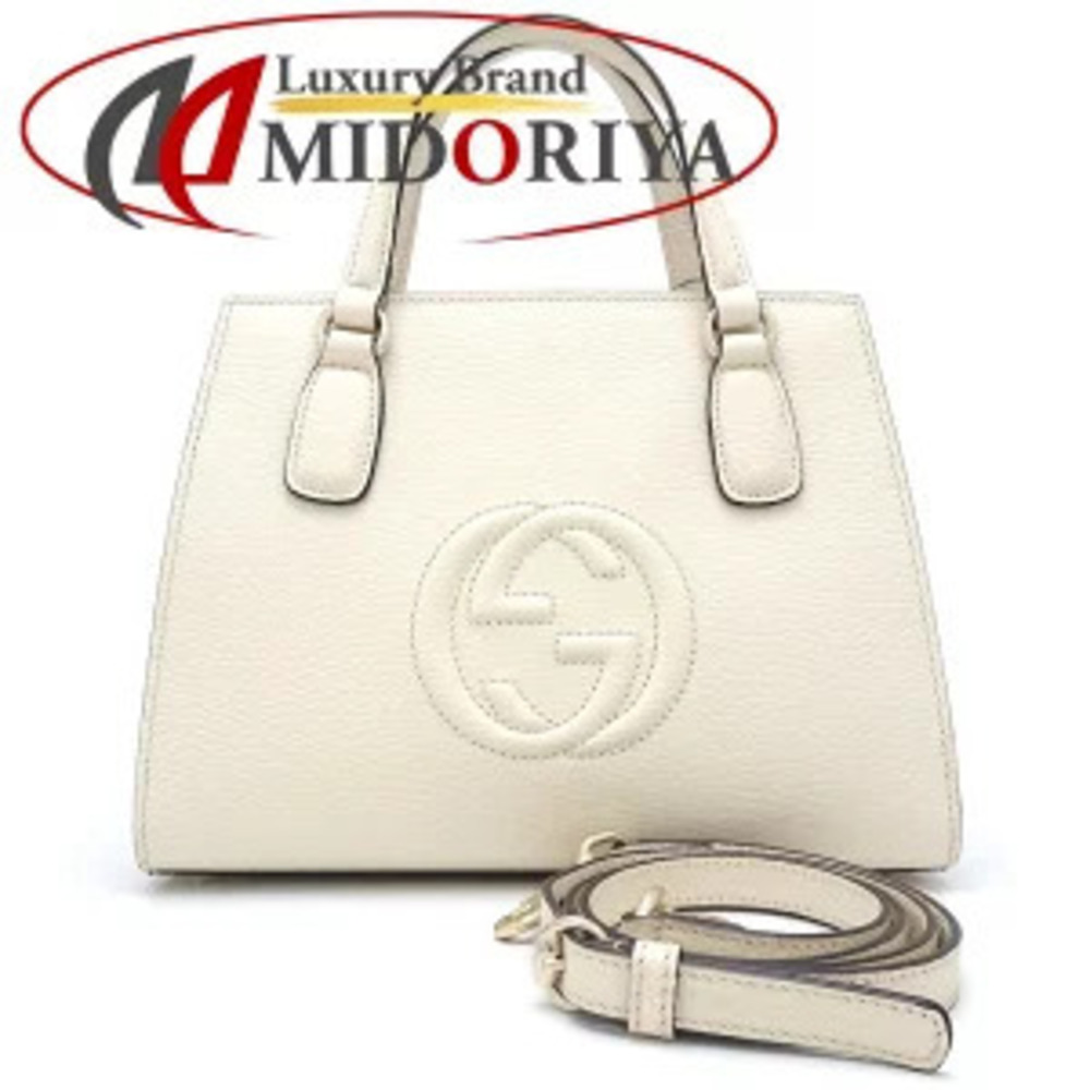 GUCCI Soho Bag Handbag Leather Ivory White